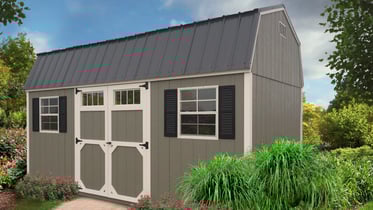 Pre-built Storage Shed - High Barn - Grey & White Pre-built Storage Shed - High Barn - Grey & White