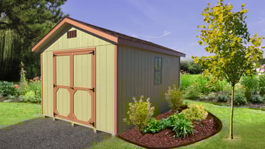 Pre-built Storage Building - Ranch - Green & Brown Pre-built Storage Building - Ranch - Green & Brown