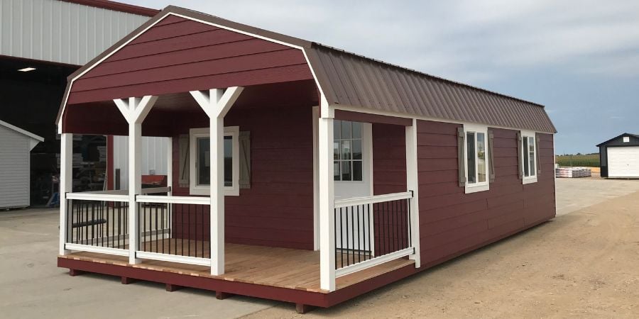 red shed with porch 