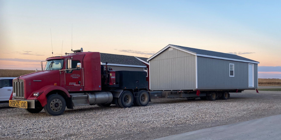 Semi Truck Pulling a Shed