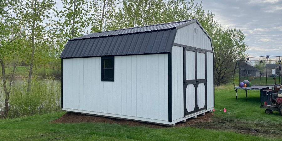 White backyard storage shed