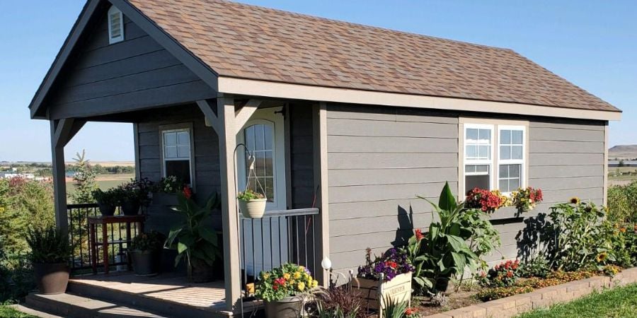 shed with flower boxes