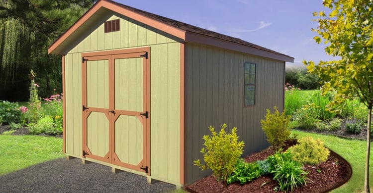 Ranch garden shed with painted siding