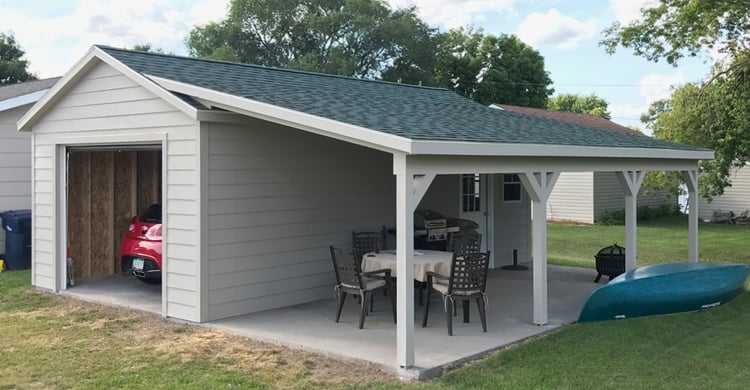 Add a roof extension to a garage for the ULTIMATE BBQ shelter and enteraining area