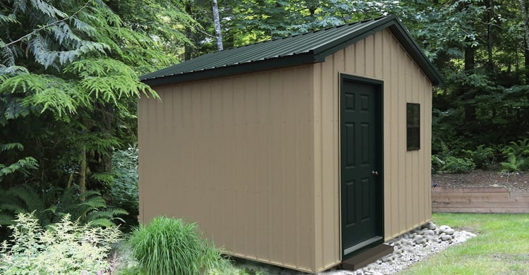 Metal ranch style shed from Dakota Storage Buildings