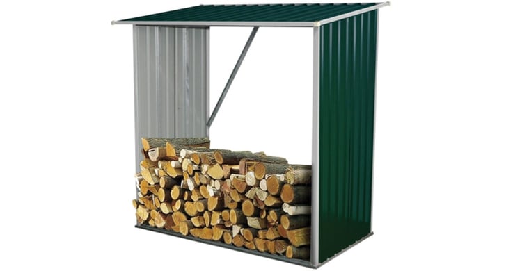 This galvanized wood shed kit from northerntool.com can hold 2/3 cord.