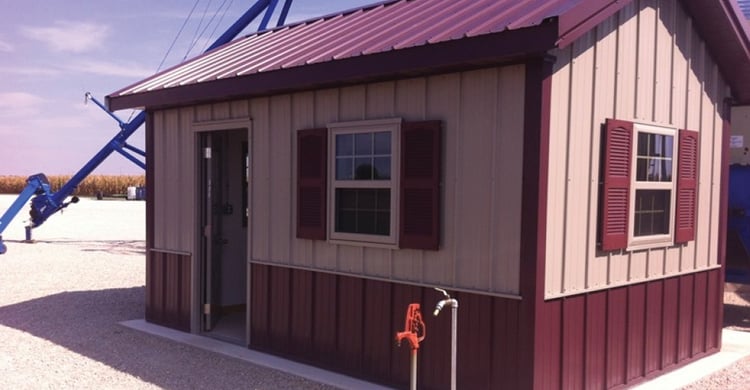 Front view of grain dryer shed by NEILFarmer from Illinois