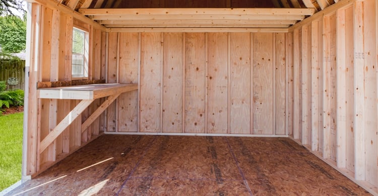 Built-in wooden workbench for Garden Shed Package