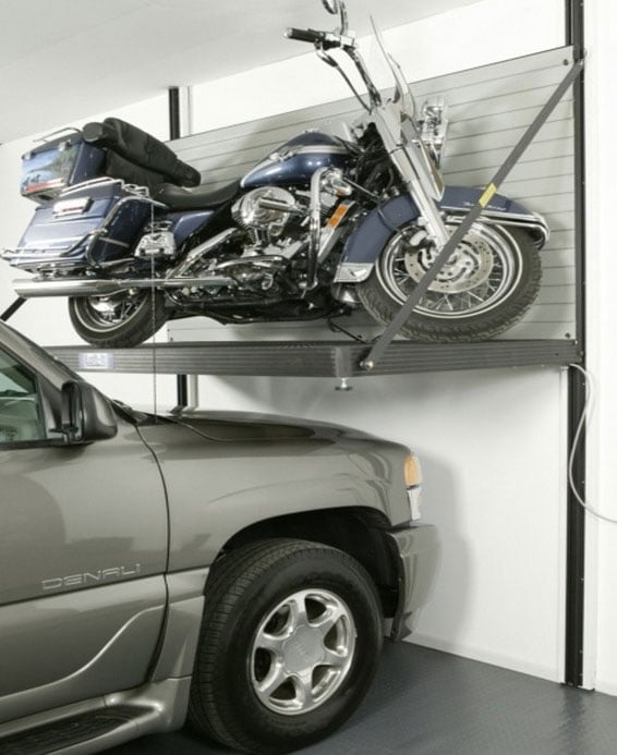 Garage motorcycle lift—idea from popularmechanics.com