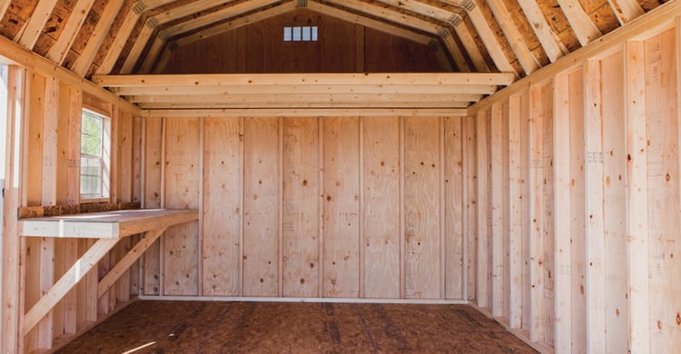 Get custom, built-in loft storage —like our High Barn which can have 2-8' deep lofts added.