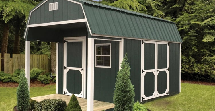 Low Barn storage building with porch