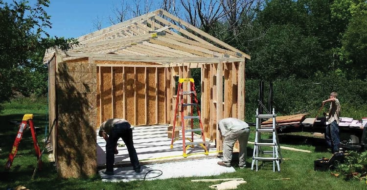 Ranch shed being built on-site