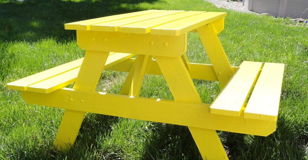 Painted picnic table